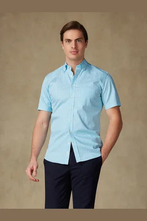 Café Coton Chemise manches courtes barry à rayures - col boutonné