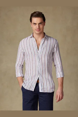 Café Coton Chemise ray en lin à rayures
