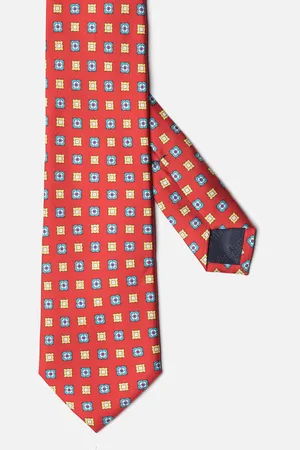 Café Coton Cravate en soie orange à motif floral