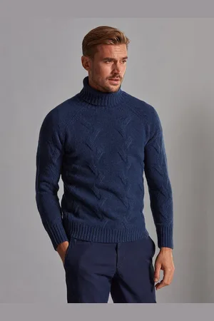 Café Coton Col roulé torsadé becky en lambswool indigo