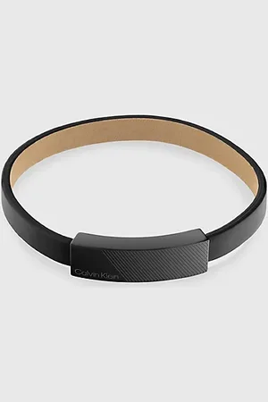 Calvin Klein Bracelet en cuir avec plaque griffée
