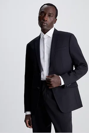 Calvin Klein Veste blazer slim à simple boutonnage en laine élastique