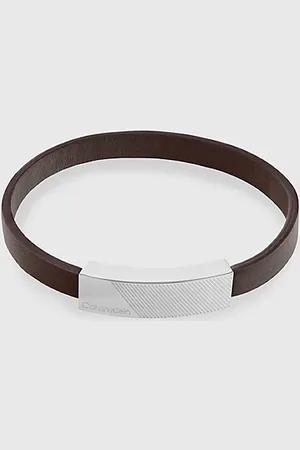 Calvin Klein Bracelet en cuir avec plaque griffée