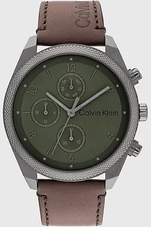 Calvin Klein Montre multifonction avec bracelet en cuir