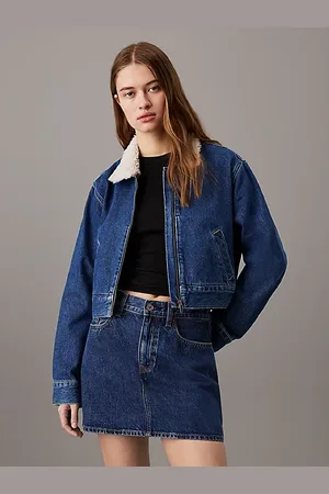 Calvin Klein Veste courte en jean avec fermeture zippée