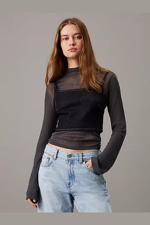 Calvin Klein Haut en maille transparente à manches longues