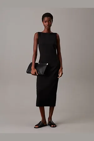Calvin Klein Robe sans manches en crêpe scuba