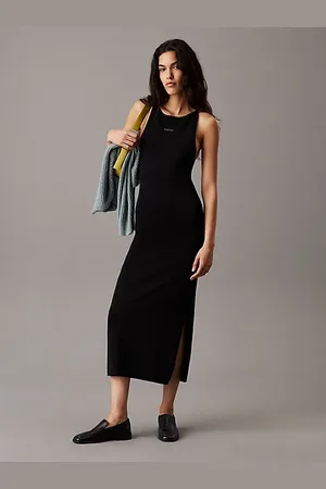 Calvin Klein Robe longue slim en maille avec dos nageur