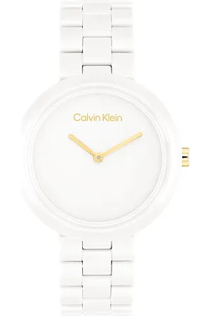 Calvin Klein Montre minimaliste en céramique blanche