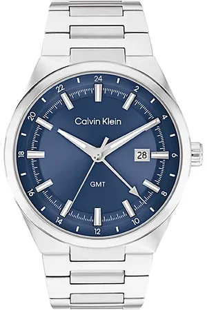 Calvin Klein Montre GMT en acier inoxydable avec cadran bleu