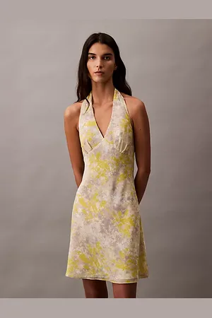 Calvin Klein Robe dos nu en georgette imprimée