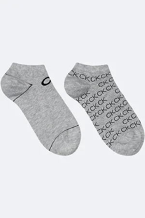 Calvin Klein Lot de 2 paires de chaussettes de cheville avec logo en coton peigné doux