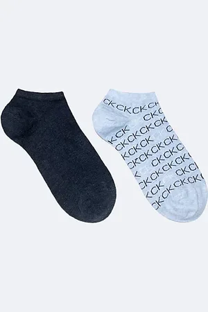 Calvin Klein Lot de 2 paires de chaussettes de cheville avec logo en coton peigné doux