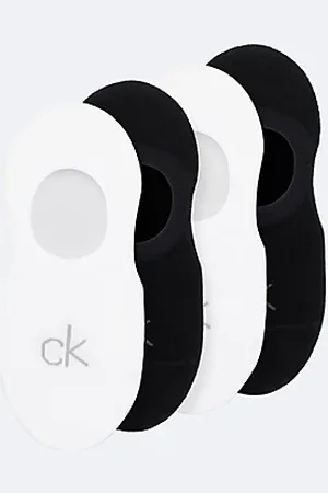 Calvin Klein Lot de 4 paires de chaussettes invisibles en coton peigné doux