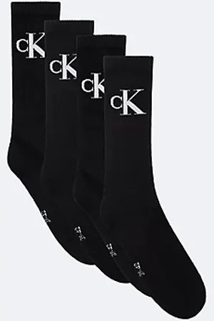 Calvin Klein Lot de 4 paires de chaussettes courtes avec logo en coton peigné doux