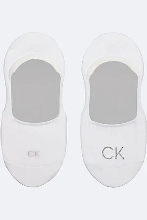 Calvin Klein Lot de 2 paires de chaussettes invisibles en coton avec logo brillant