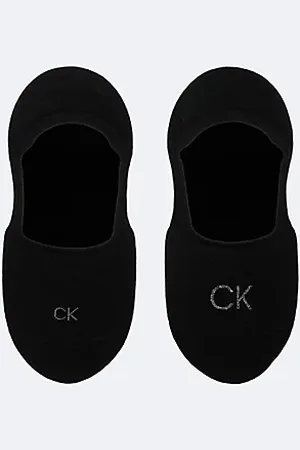 Calvin Klein Lot de 2 paires de chaussettes invisibles en coton avec logo brillant