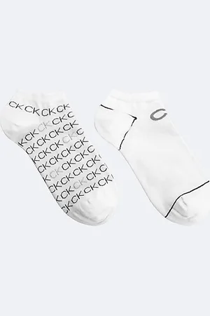 Calvin Klein Lot de 2 paires de chaussettes de cheville avec logo en coton peigné doux