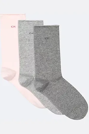 Calvin Klein Lot de 3 paires de chaussettes montantes à revers en coton peigné doux