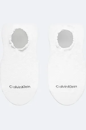 Calvin Klein Lot de 2 paires de chaussettes invisibles en maille festonnée à losanges