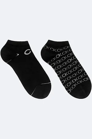 Calvin Klein Lot de 2 paires de chaussettes de cheville avec logo en coton peigné doux