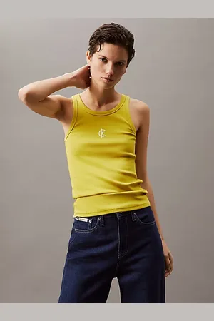 Calvin Klein Débardeur côtelé en coton avec logo