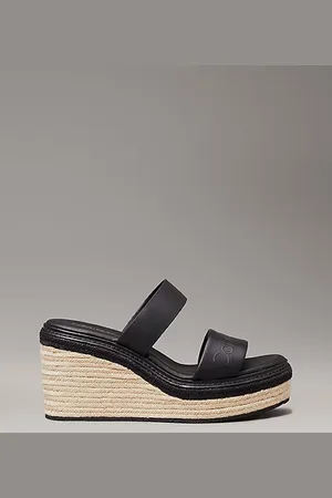 Calvin Klein Sandales espadrilles compensées en cuir