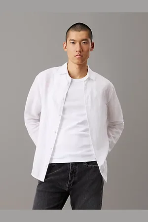 Calvin Klein Chemise à rayures en coton et lin