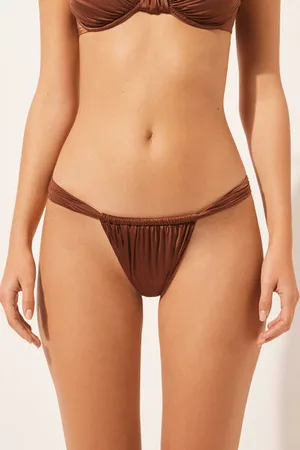 Calzedonia Bas de Maillot Brésilien avec Liens Fins Shiny Satin Femme