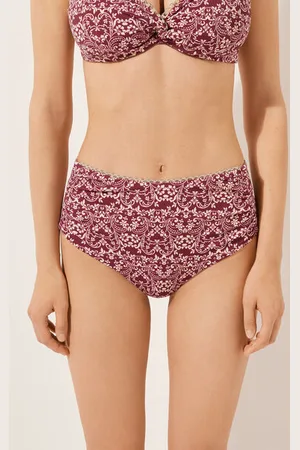 Calzedonia Bas de maillot taille haute gainant Botanic Bordeaux Femme