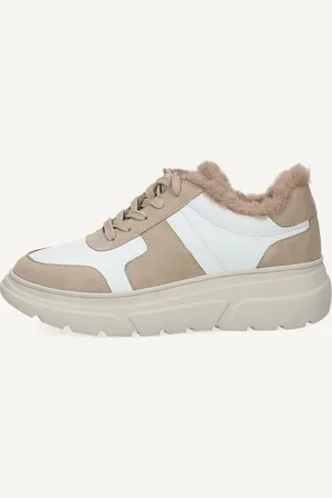 Caprice Basket blancen Cuir avec Talon compensé