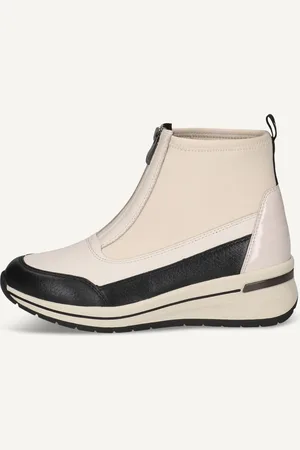 Caprice Bottine blancen Mélange de matériaux de cuir et textile avec Talon compensé
