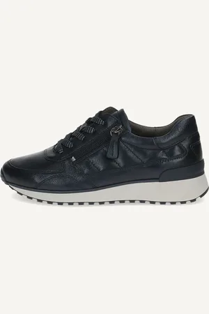 Caprice Basket bleuen Cuir avec Talon compensé