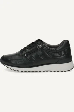 Caprice Basket noiren Cuir avec Talon compensé