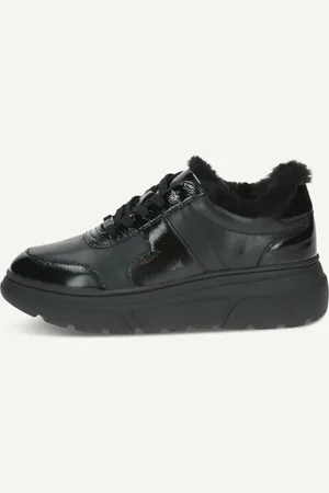 Caprice Basket noiren Cuir avec Talon compensé