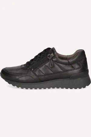 Caprice Basket noiren Cuir avec Talon compensé