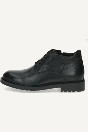 Caprice Derbie noiren Cuir avec Talon bloc