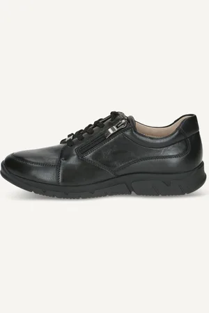 Caprice Basket noiren Cuir avec Talon compensé