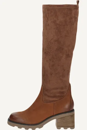 Caprice Bottes marronen Mélange de matériaux de cuir et textile avec Talon bloc