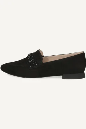 Caprice Slipper noiren Cuir avec Talon bloc