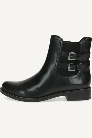 Caprice Bottine noiren Cuir avec Talon bloc