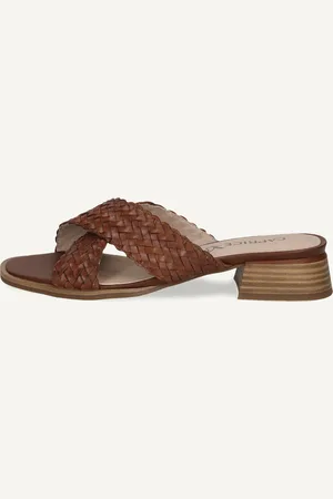 Caprice Mule marronen Cuir avec Talon bloc