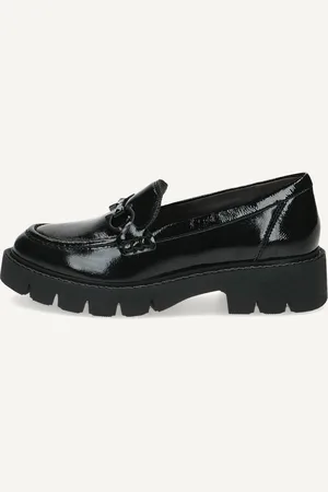 Caprice Slipper noiren Cuir avec Talon bloc