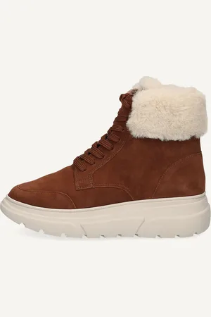 Caprice Bottine marronen Mélange de matériaux de cuir et textile sans talon