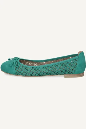 Caprice Ballerine verten Cuir avec Talon bloc
