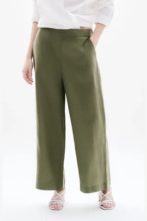 Caroll Pantalon pandi 100% lin kaki femme