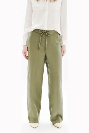 Caroll Pantalon pigment 100% lin kaki femme