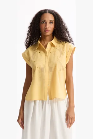 Celio Chemisier sans manche brodé - jaune
