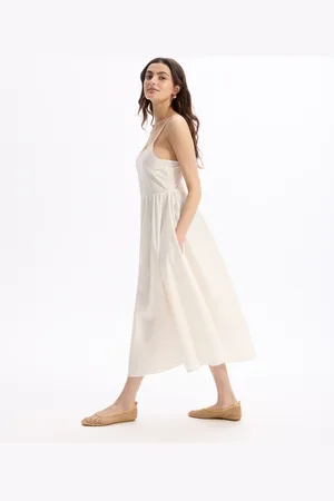 Celio Robe fluide longue à bretelle - beige