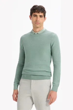 Camaïeu Pull à col rond en coton - vert